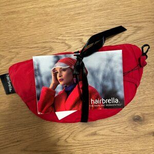 NWT Hairbrella Classic Satin-Lined Rain Hat - Red
